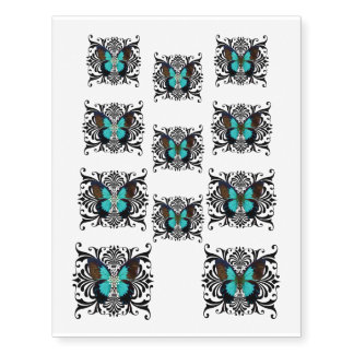 Teal Butterflies - Temporary Tattoos