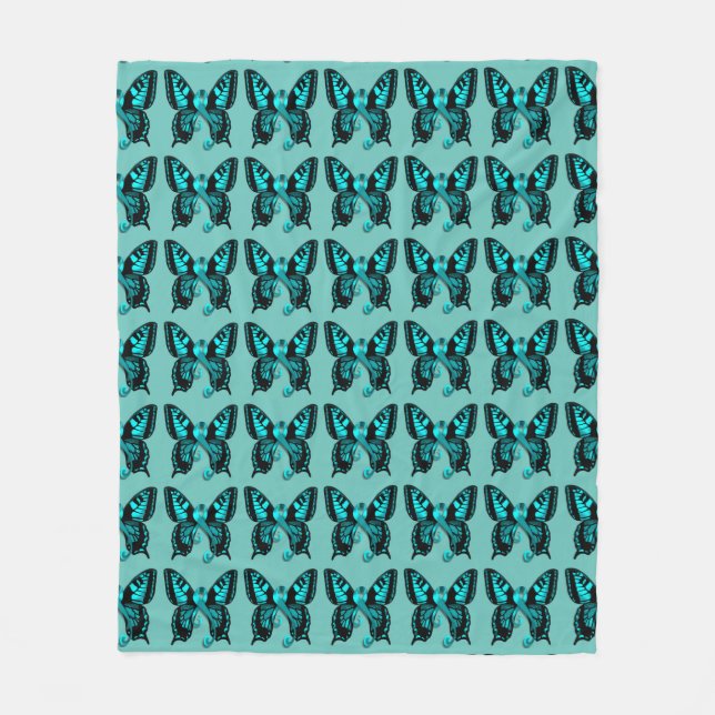 Teal Butterfly awareness Fleece Blanket (Front)