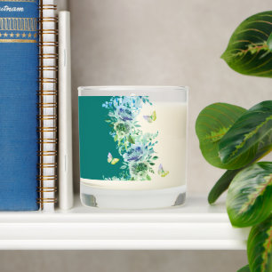 Teal Butterfly Botanical Scented Candle