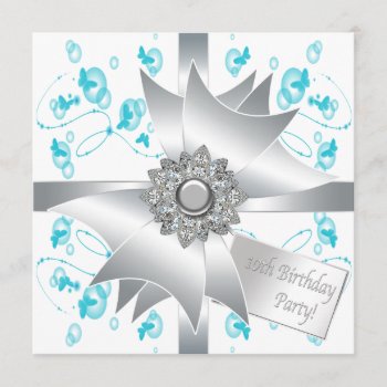 Teal Butterfly Bubbles 10th Birthday Party Invitat Invitation by decembermorning at Zazzle