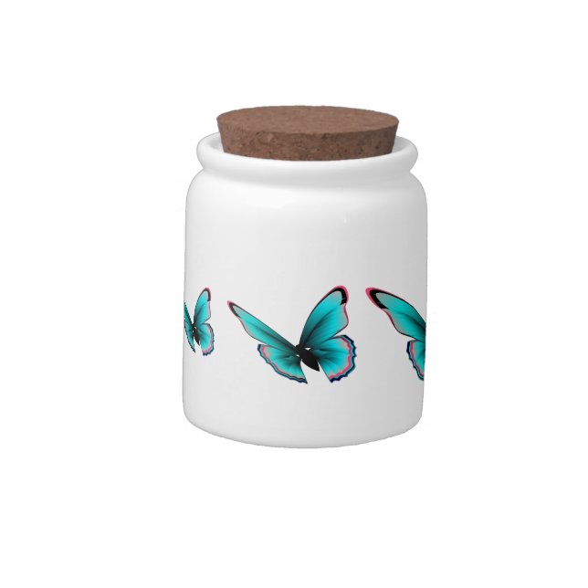 Teal Butterfly Candy Jar (Left)