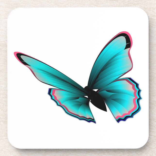 Teal Butterfly Drink Coaster (Front)