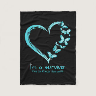Teal Butterfly Heart I#39;m A Survivor Ovarian Can Fleece Blanket