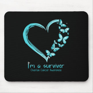 Teal Butterfly Heart I#39;m A Survivor Ovarian Can Mouse Pad