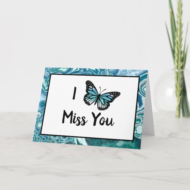 Teal Butterfly | I Miss You Card (Front)
