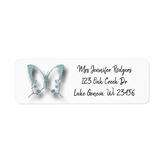 Teal  Butterfly Label (Front)