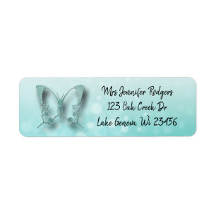 Teal Butterfly Label