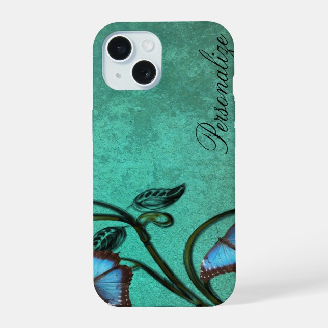 Teal Butterfly Pair Iphone Case (Back)