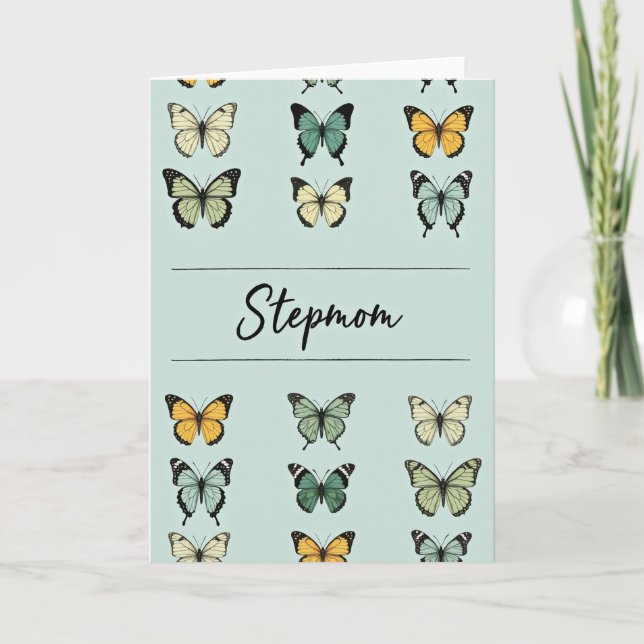 Teal Butterfly Stepmoms Day Card (Front)