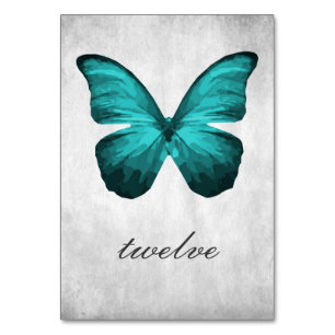 Teal Butterfly Table Number Card