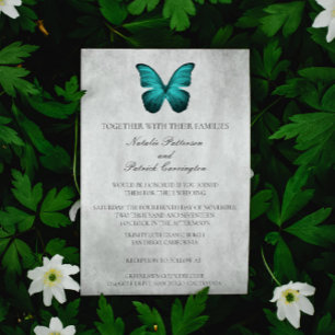 Teal Butterfly Wedding Invitation