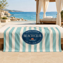 Teal Cabana Stripe Resort Beach Towel