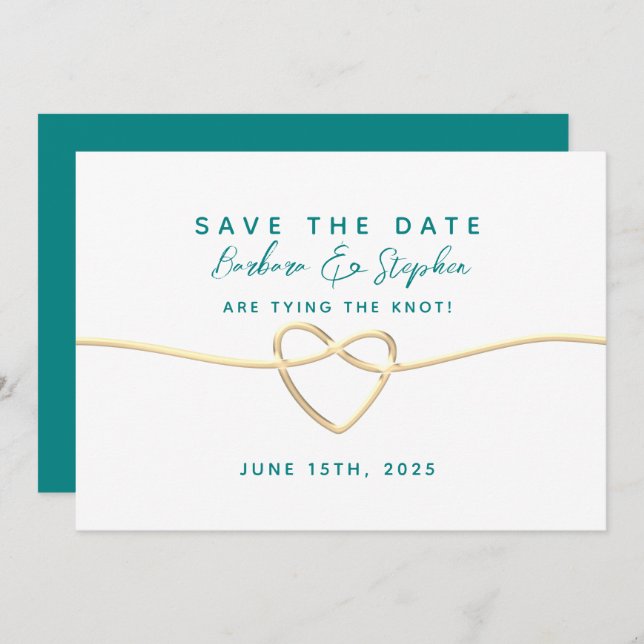 Teal Calligraphy Wedding Save The Date (Front/Back)