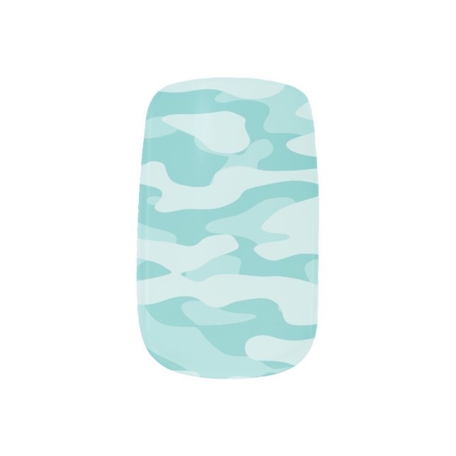 Teal Camo Minx Nail Art (Left Thumb)