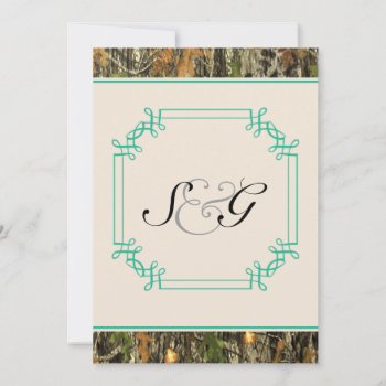 Teal Camo Rustic Hunting Wedding Invitation by CleanGreenDesigns at Zazzle