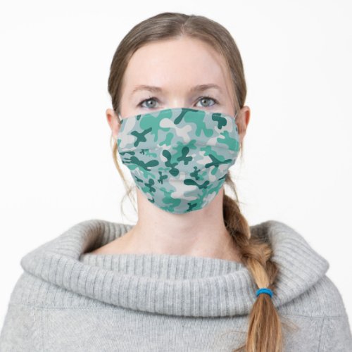 Teal camouflage pattern adult cloth face mask