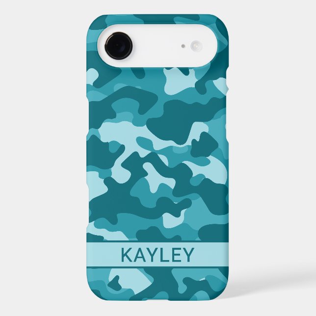 Teal Camouflage Personalized Case-Mate iPhone Case (Back)