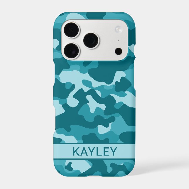Teal Camouflage Personalized Case-Mate iPhone Case (Back)