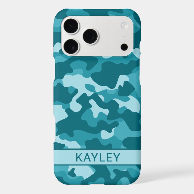 Teal Camouflage Personalized Case-Mate iPhone Case (Back)