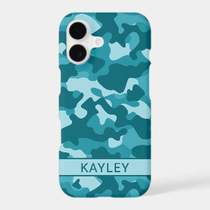 Teal Camouflage Personalized iPhone 17 Case