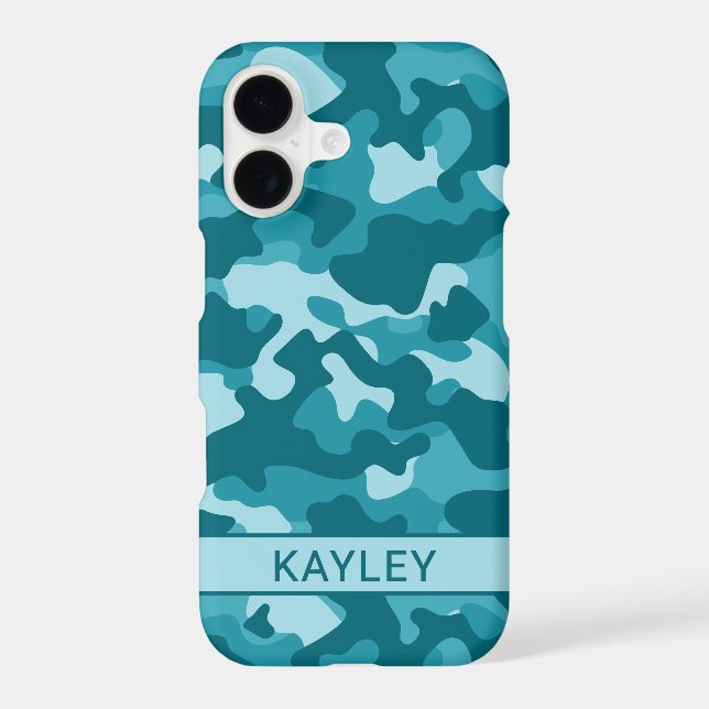 Teal Camouflage Personalized Case-Mate iPhone Case (Back)
