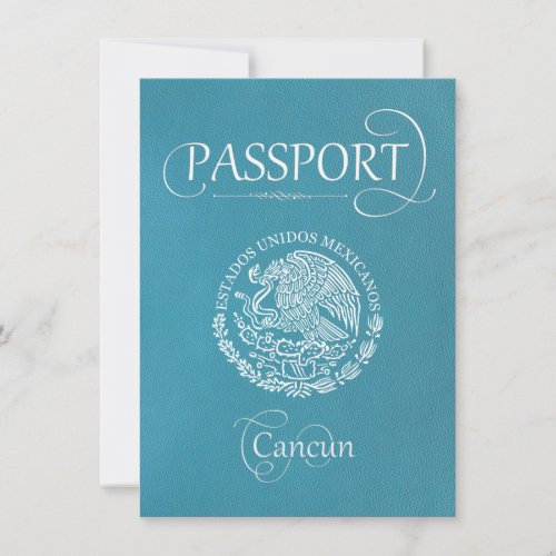 Teal Cancun Passport Save the Date Card
