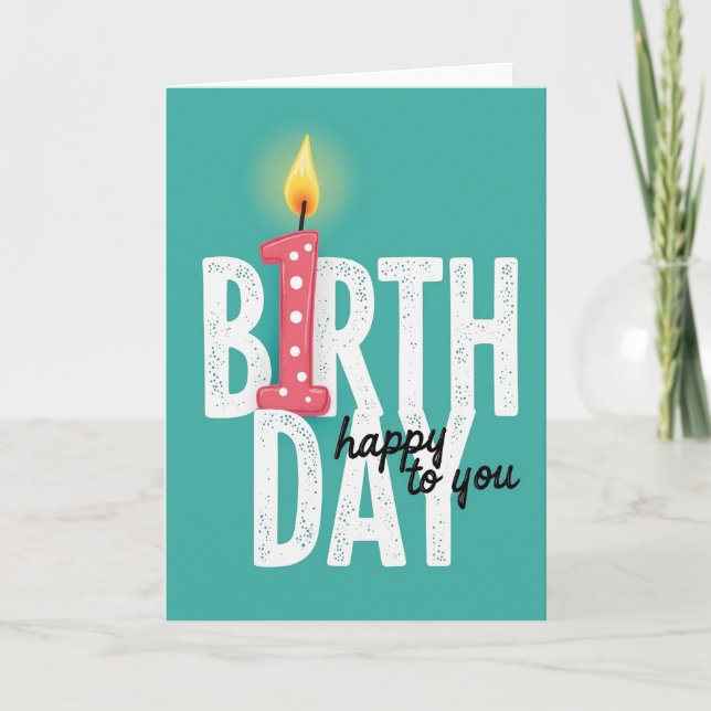 Teal Candle Birthday Card (Front)