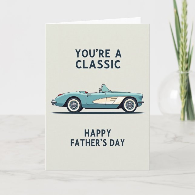 Teal Car Classic Fathers Day Card (Front)