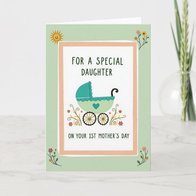 Teal Carriage Mothers Day Card (Front)
