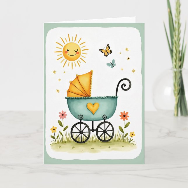 Teal Carriage Sweet Fathers Day Card (Front)