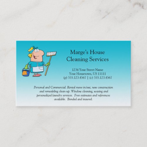 Teal Cartoon Maid House Cleaning Customer Loyalty