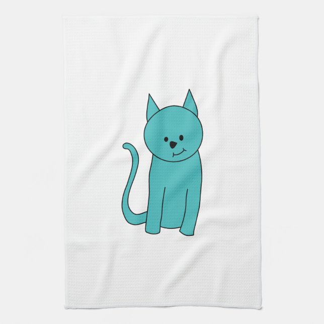 Teal Cat. Towel (Vertical)