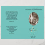 Teal Catholic Folded Wedding Program Template<br><div class="desc">Teal Catholic Folded Wedding Program Template allows you to customize four "pages" - both sides of paper with lots of text,  for a Catholic ceremony. Add a lovely scripture for a Christian ceremony,  and personal message.  Customer must fold in half after purchase.
Sacrament of Holy Matrimony</div>