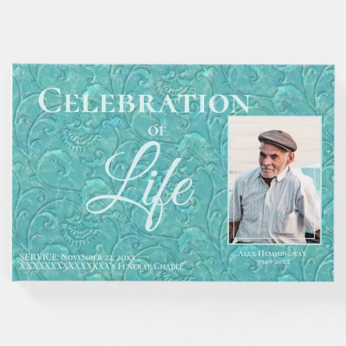 Teal Celebration Of Life Photo Guest Book