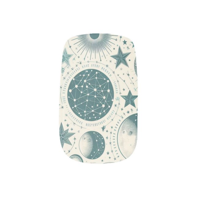 Teal Celestial Dreams Minx Nail Art (Left Thumb)