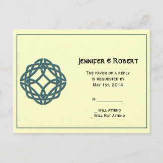 Teal Celtic Eternity Knot RSVP Postcard