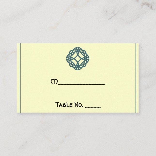 Teal Celtic Eternity Knot Wedding Place Cards (Front)