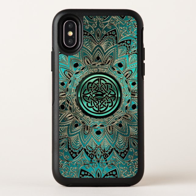 Teal Celtic Knot Mandala Otterbox iPhone Case (Back)