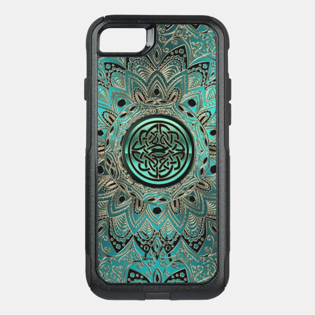 Teal Celtic Knot Mandala Otterbox iPhone Case (Back)