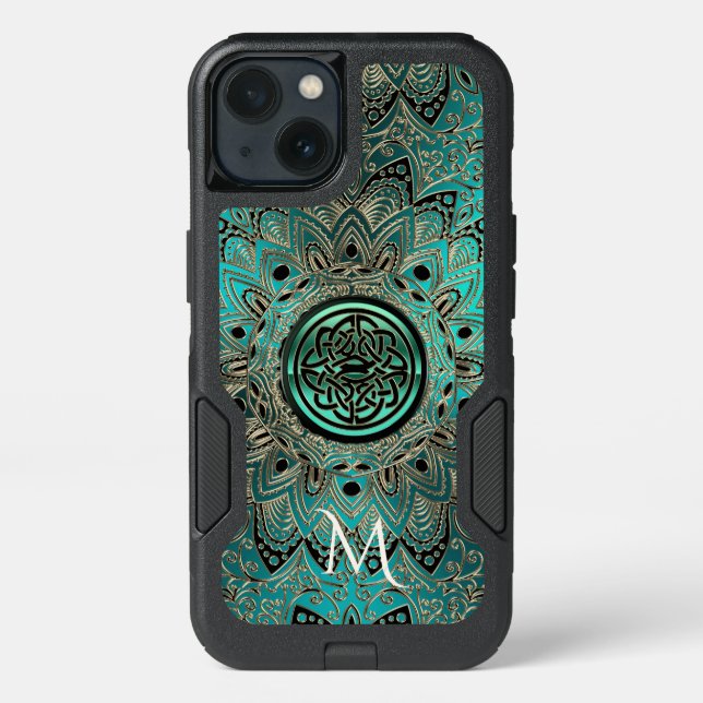 Teal Celtic Knot Mandala Otterbox iPhone Case (Back)