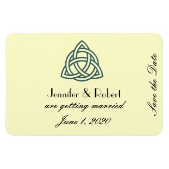 Teal Celtic Knot Save The Date Magnet by NoteableExpressions at Zazzle