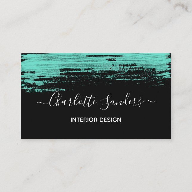 Teal chalk paint elegant  business card (Front)