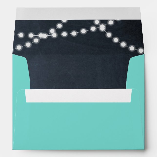 Teal Chalkboard Lights Personalized Envelope (Back (Bottom))