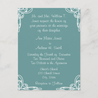 Teal Cheap Wedding Invitation Postcards