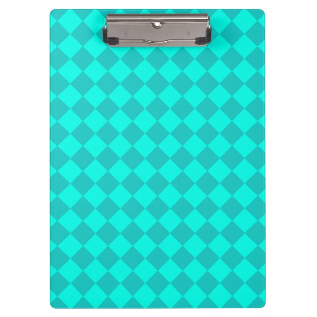 Teal Checker Diamond Pattern  Clipboard (Front)