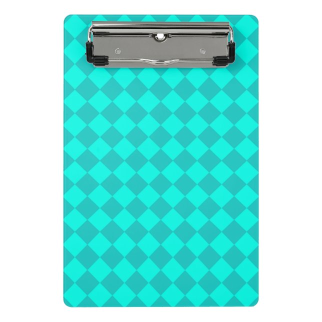 Teal Checker Diamond Pattern  Mini Clipboard (Front)