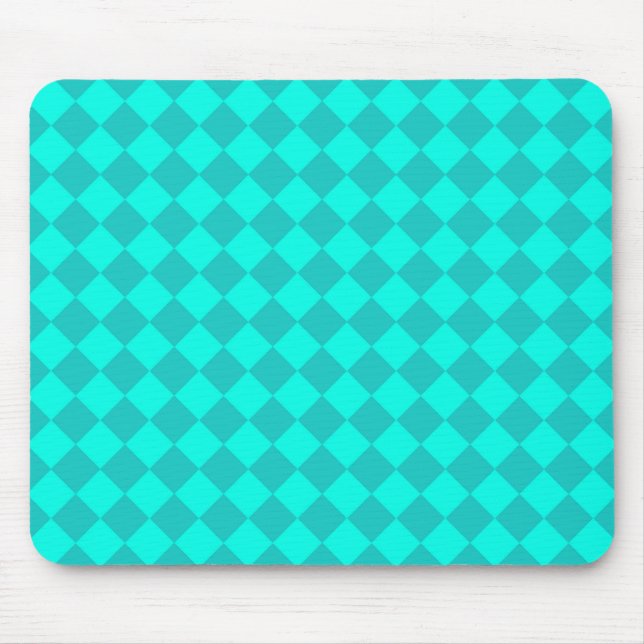 Teal Checker Diamond Pattern  Mouse Pad (Front)