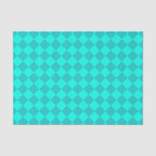 Teal Checker Diamond Pattern Tissue Paper