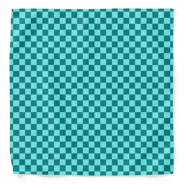 Teal Checkerboard Pattern Bandana (Front)