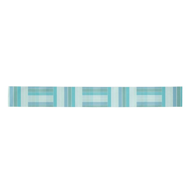 Teal Checkered and Striped Gift Ribbon (Front)